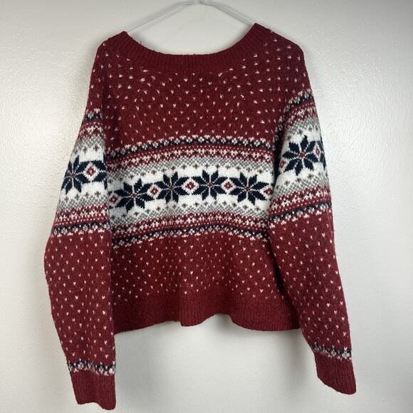 Old Navy Women’s Holiday Fair Isle Cardigan Sweater Size XXL Snowflake - Picture 4 of 8